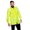 Neon Gele Ruchesblouse Satijn Foute Neon Disco