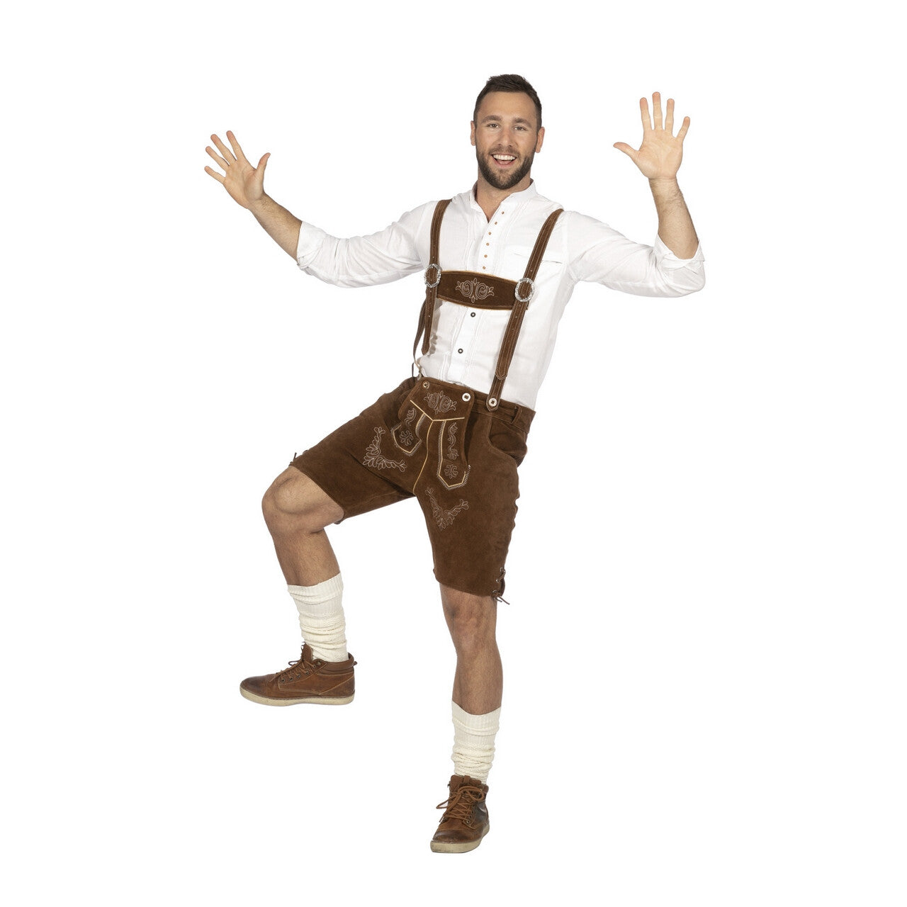 Op deze afbeelding zie je een Kostuums, van het merk Wilbers. Bierfeest Lederhosen Heinz Hijs Man
