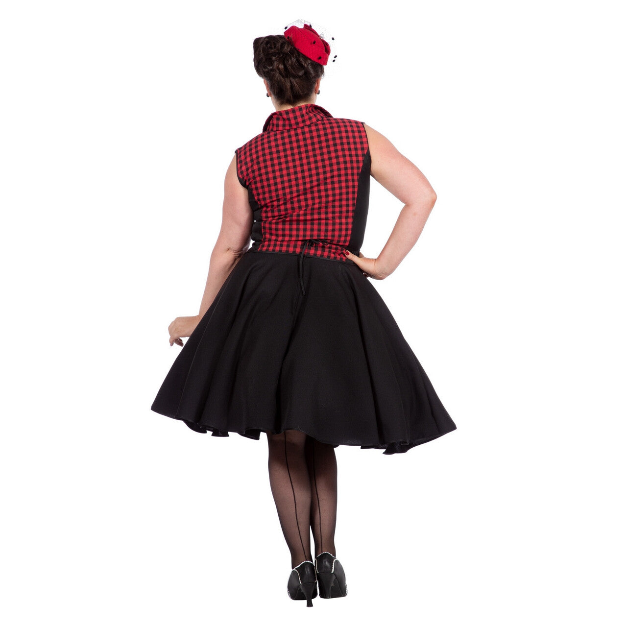 Op deze afbeelding zie je een Kostuums, van het merk Wilbers. Rockabilly Rode Rizzo Vrouw Kostuum