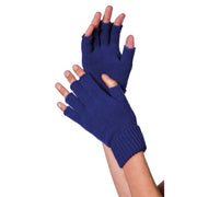 Op deze afbeelding zie je een Accessoires, van het merk Wilbers. Gebreide Vingerloze Handschoenen Navy Blauw
