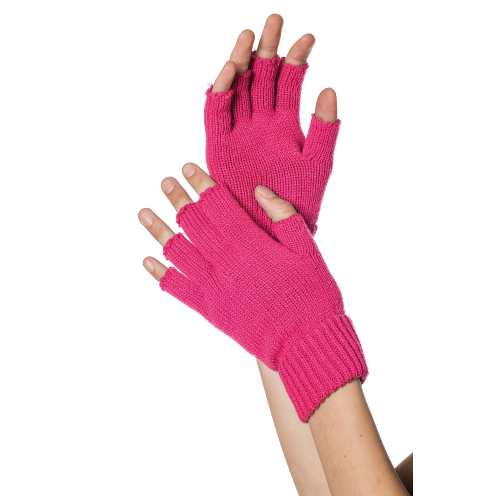 Op deze afbeelding zie je een Accessoires, van het merk Wilbers. Gebreide Vingerloze Handschoenen Neon Roze