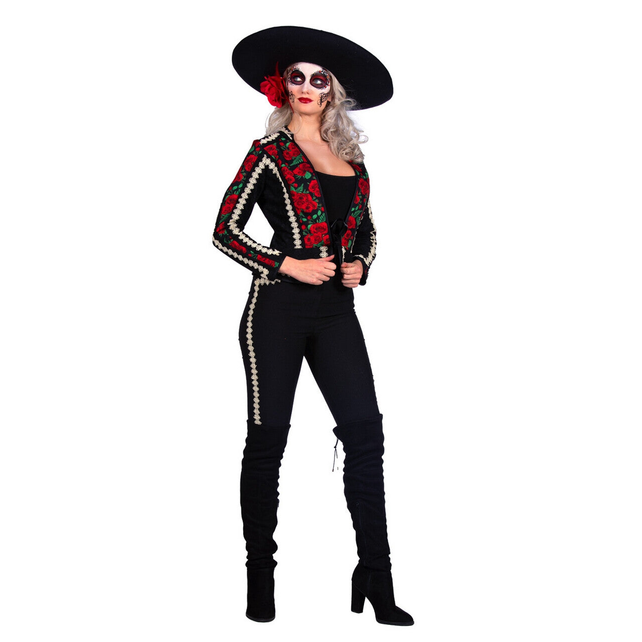 Op deze afbeelding zie je een Kostuums, van het merk Wilbers. Mexicaanse Mariachi Rose Della Rosa Vrouw Kostuum
