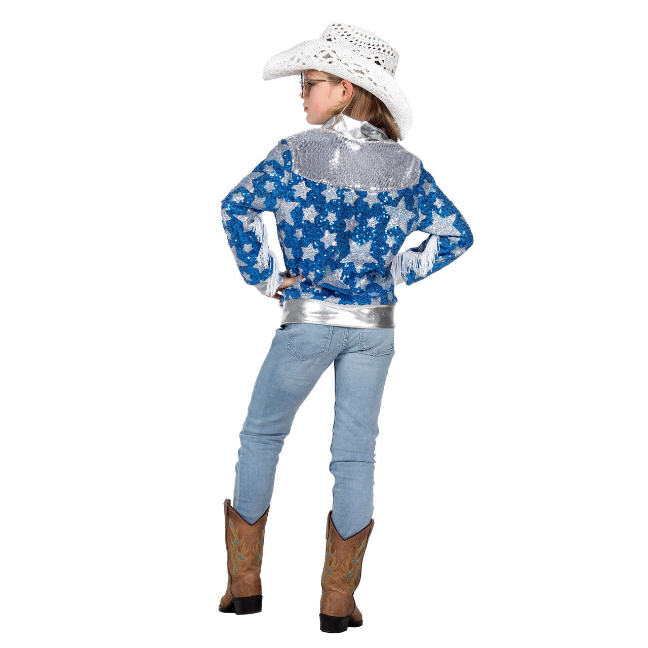Op deze afbeelding zie je een Kostuums, van het merk Wilbers. Western Glenda Glitter Jas Meisje
