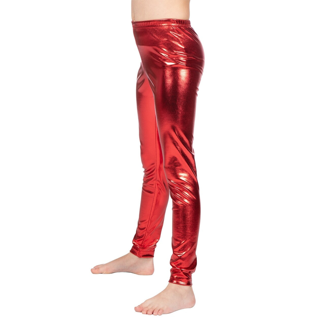Op deze afbeelding zie je een Kostuums, van het merk Wilbers. Dance Legging Rood Metallic Meisje