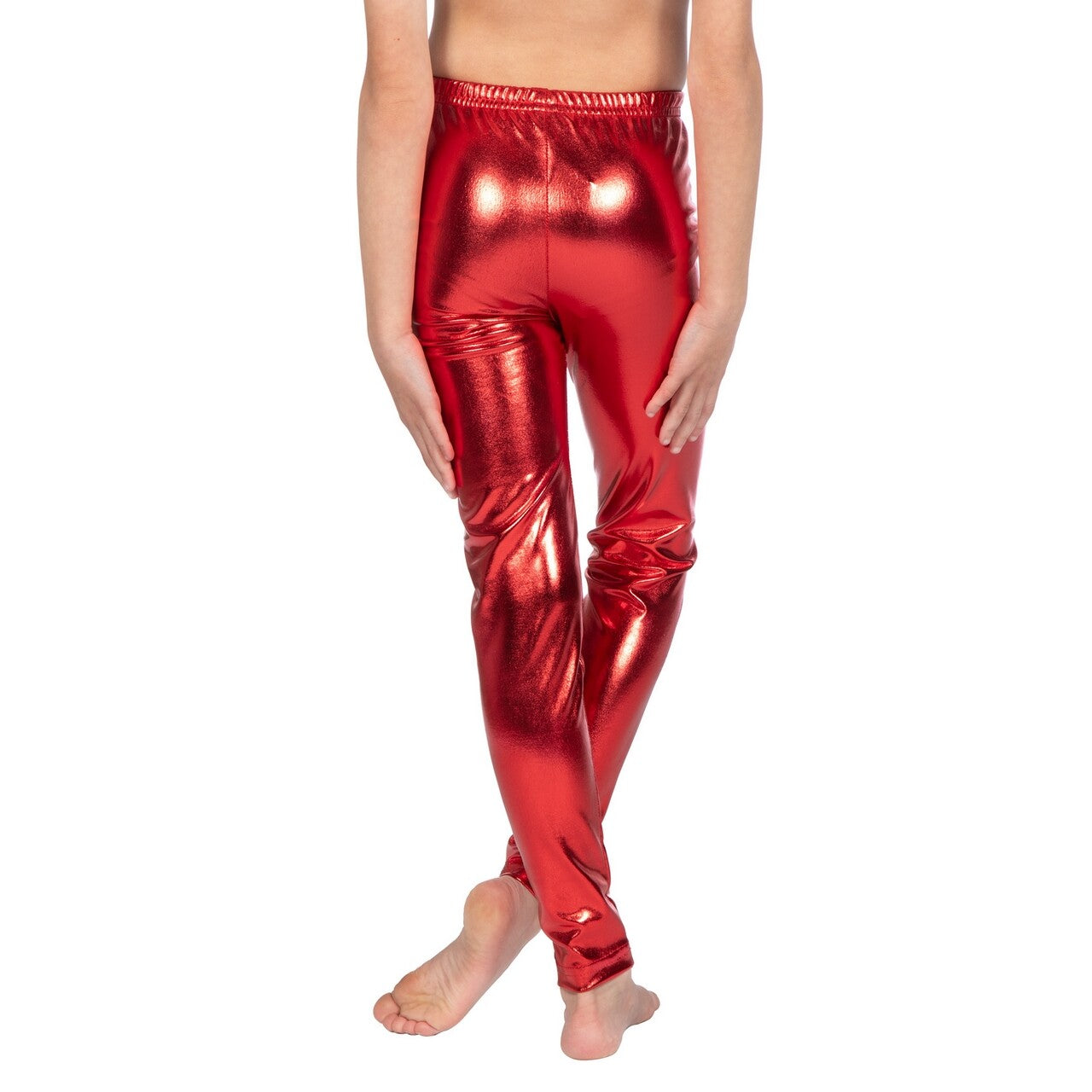 Op deze afbeelding zie je een Kostuums, van het merk Wilbers. Dance Legging Rood Metallic Meisje