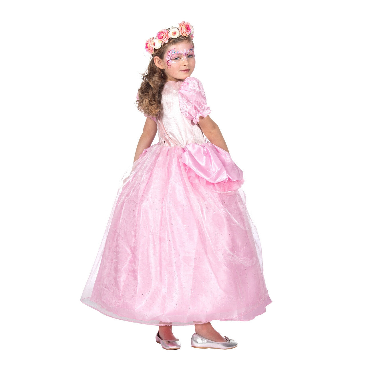 Op deze afbeelding zie je een Kostuums, van het merk Wilbers. Roze Prinses Lilly Rose Meisje Kostuum