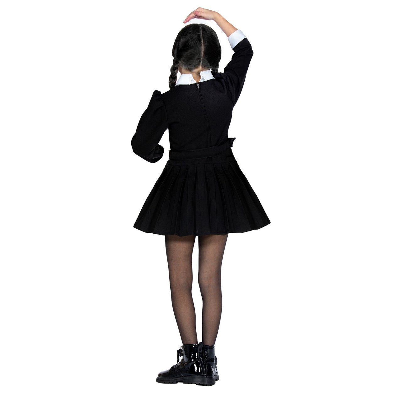 Op deze afbeelding zie je een Kostuums, van het merk Wilbers. Wednesday Addams Eerste Dag Op School Meisje Kostuum