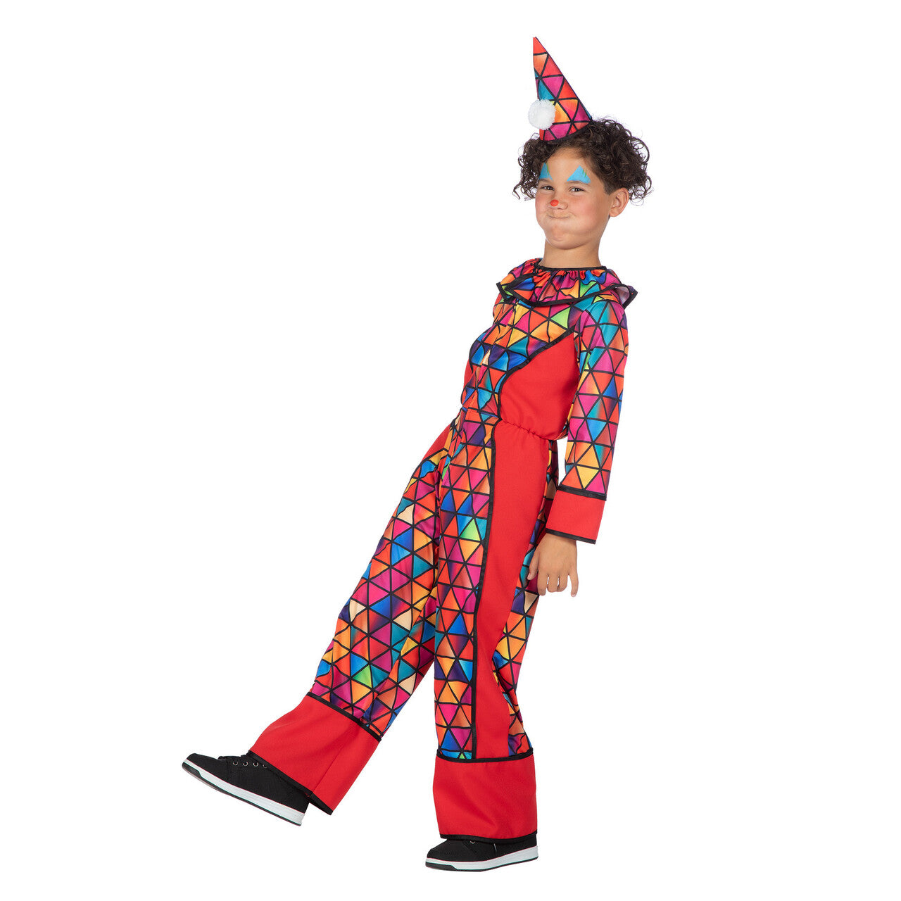 Op deze afbeelding zie je een Kostuums, van het merk Wilbers. Rode Giechel Clown Kind Kostuum