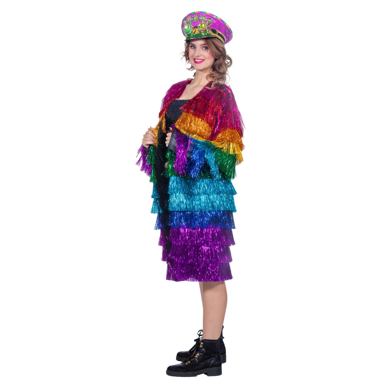 Op deze afbeelding zie je een Kostuums, van het merk Wilbers. Lange Regenboog Shake It Off Jas Vrouw