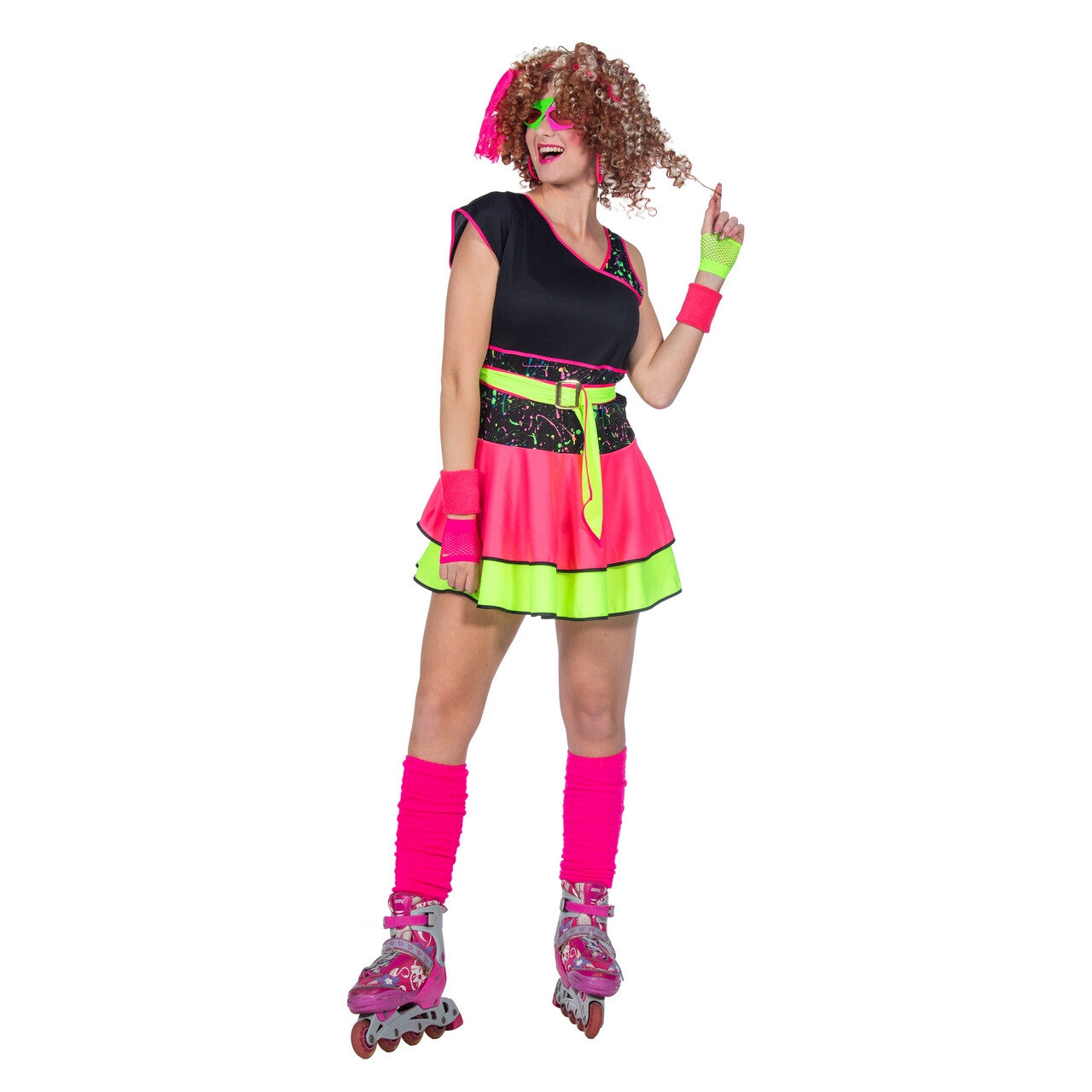 Op deze afbeelding zie je een Kostuums, van het merk Wilbers. Jaren 80 Rollerskate Fit Vrouw Kostuum