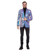 Op deze afbeelding zie je een Kostuums, van het merk Wilbers. Colbert Purple Party Holografische Spiegels Man