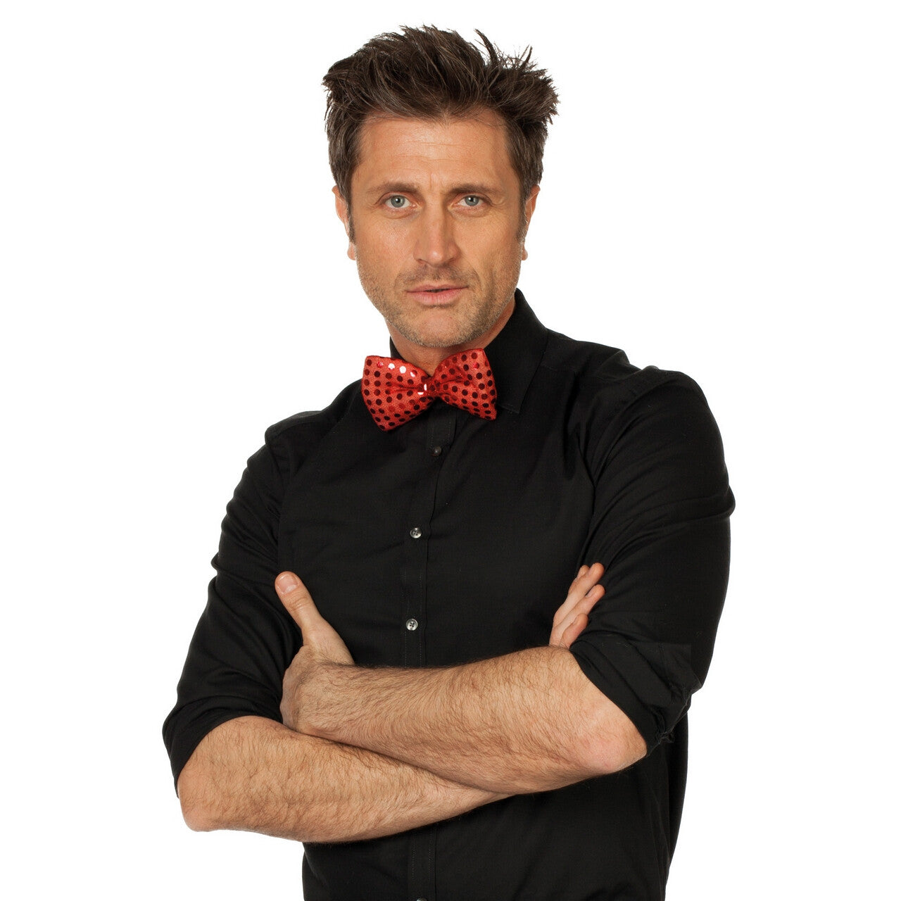 Op deze afbeelding zie je een Accessoires, van het merk Wilbers. Dress To Impress Pailletten Vlinderstrik Rood