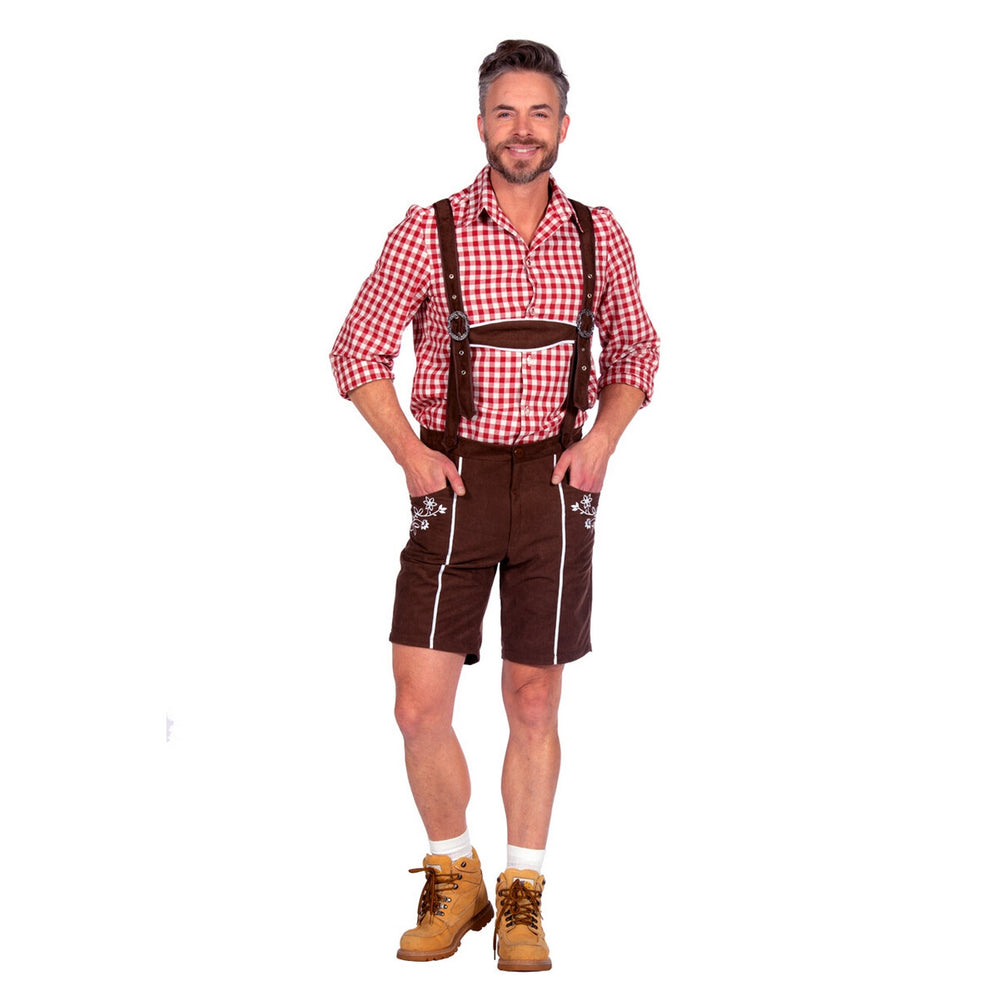 Op deze afbeelding zie je een Kostuums, van het merk Wilbers. Drie Twee Een Zoepen Lederhose Bruin Man
