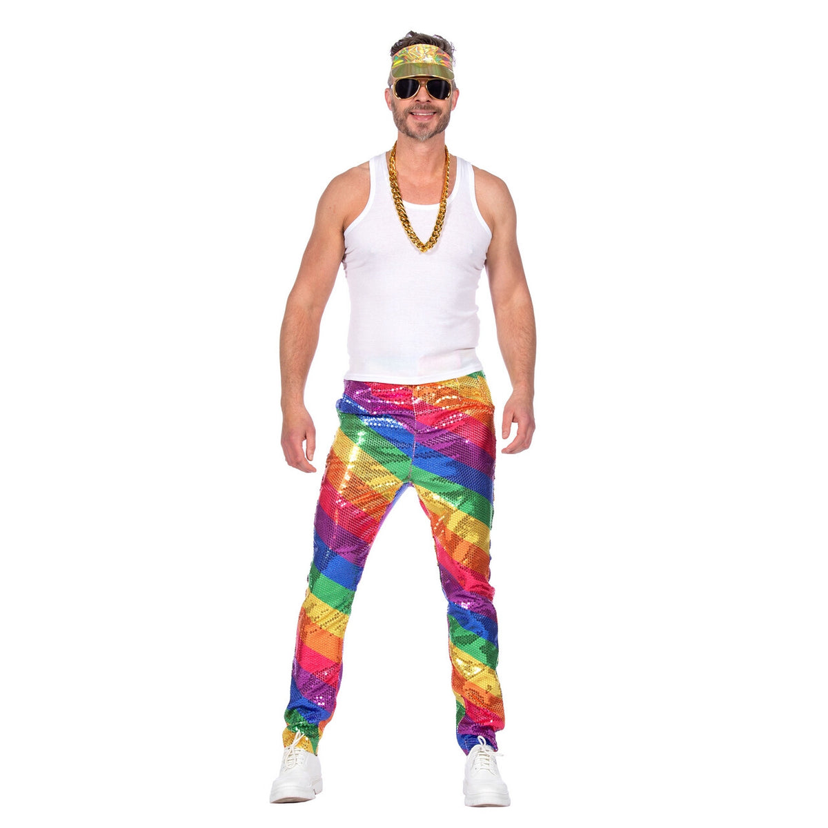 Op deze afbeelding zie je een Kostuums, van het merk Wilbers. Draag Het Met Trots Regenboog Broek Man