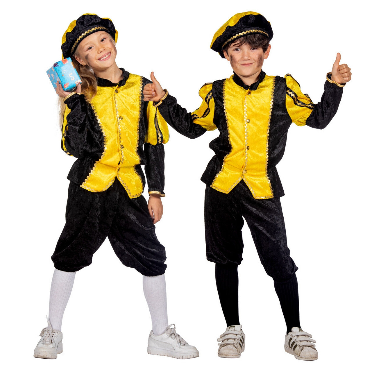 Op deze afbeelding zie je een Kostuums, van het merk Wilbers. Vrolijk Pietje Geel Pietenpak Kind Kind Kostuum