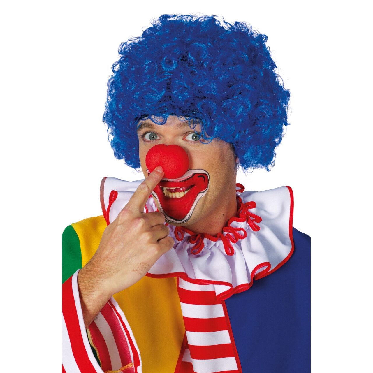Op deze afbeelding zie je een Accessoires, van het merk Wilbers. Super Hair Krullenpruik Clown Blauw