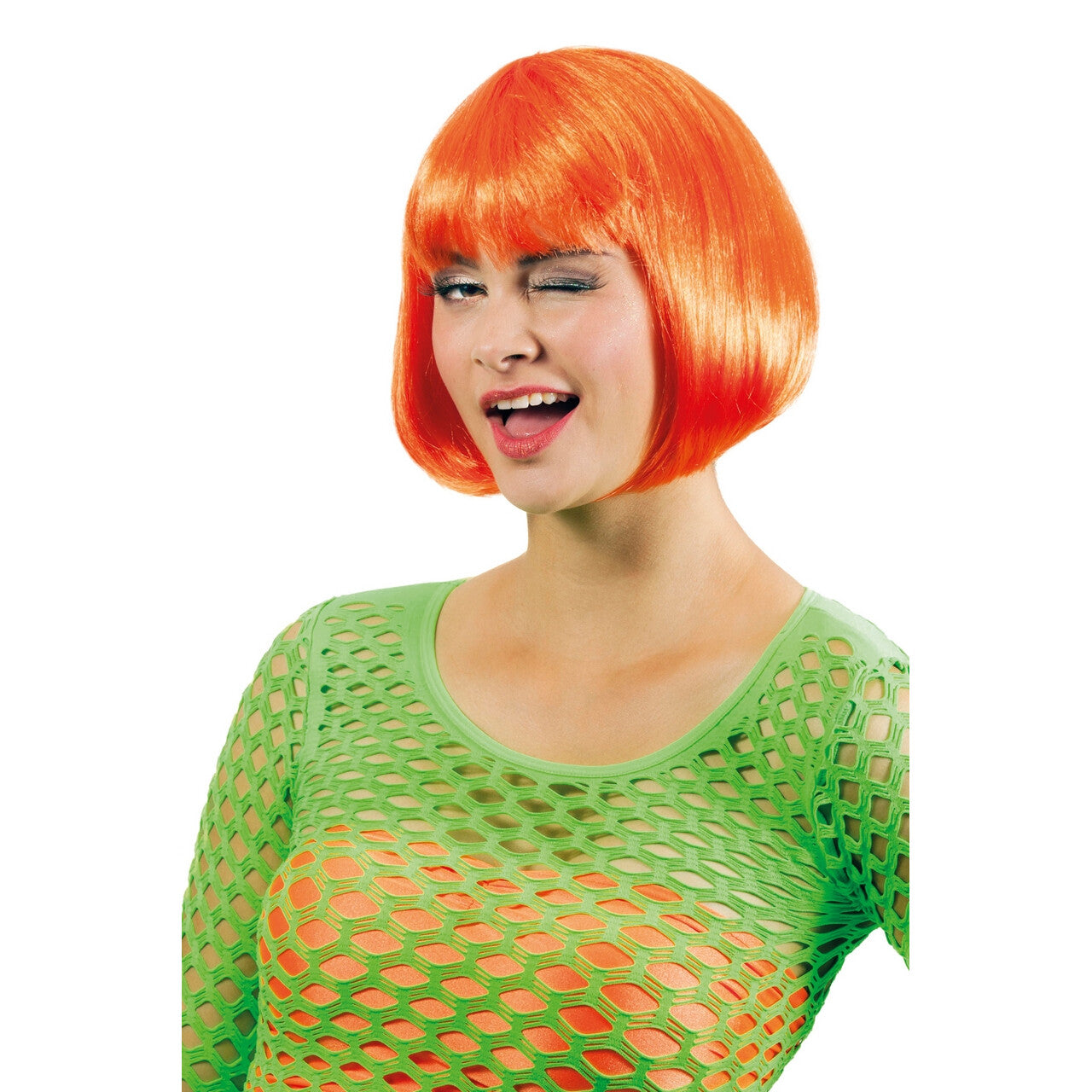 Op deze afbeelding zie je een Accessoires, van het merk Wilbers. Bobline Pruik Neon Oranje