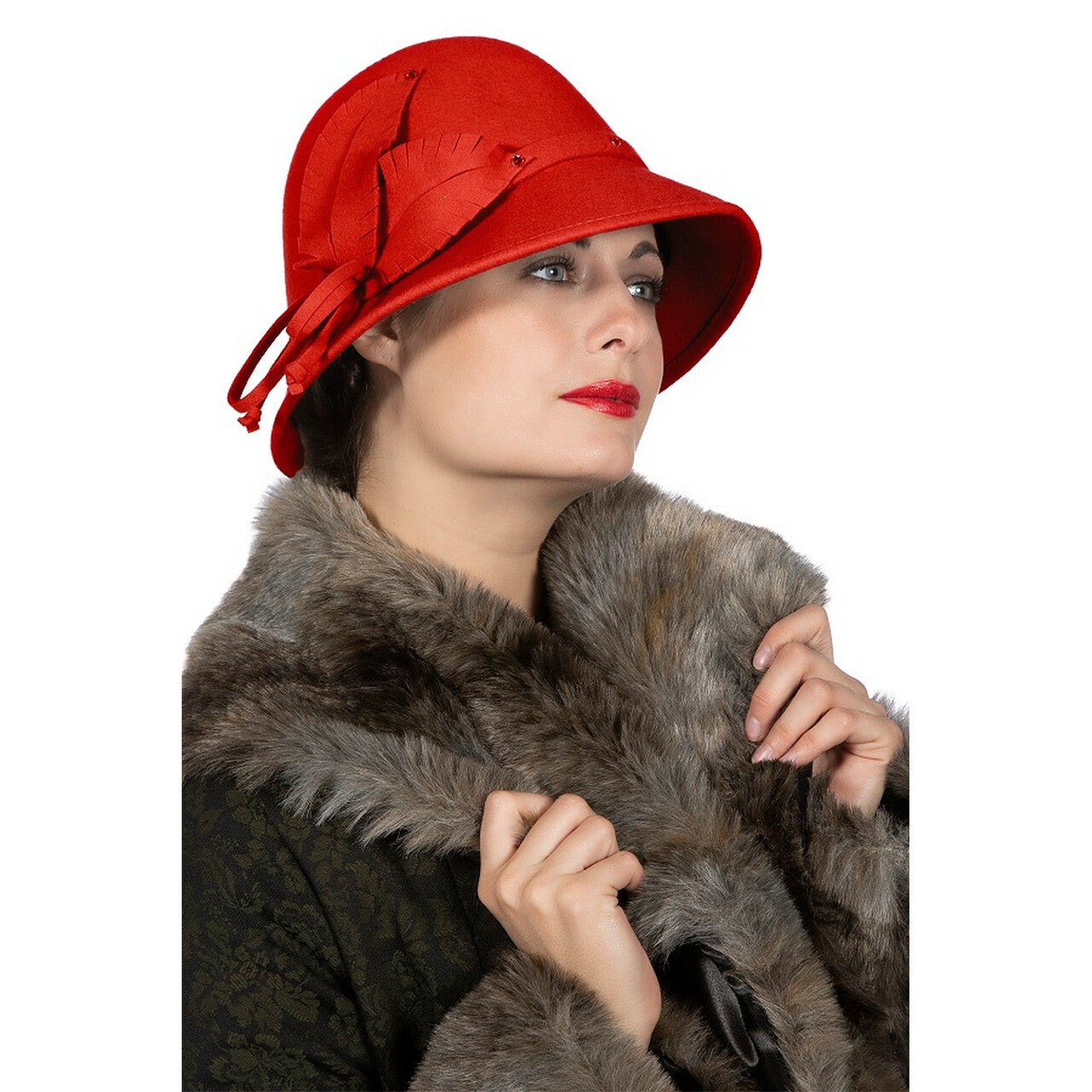 Op deze afbeelding zie je een Accessoires, van het merk Wilbers. Hoed Roaring 20s Wolvilt Rood