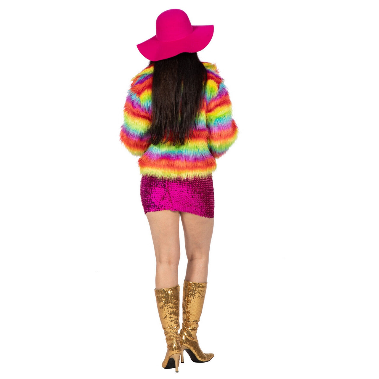 Op deze afbeelding zie je een Kostuums, van het merk Wilbers. Korte Rainbow Bont Jas Vrouw