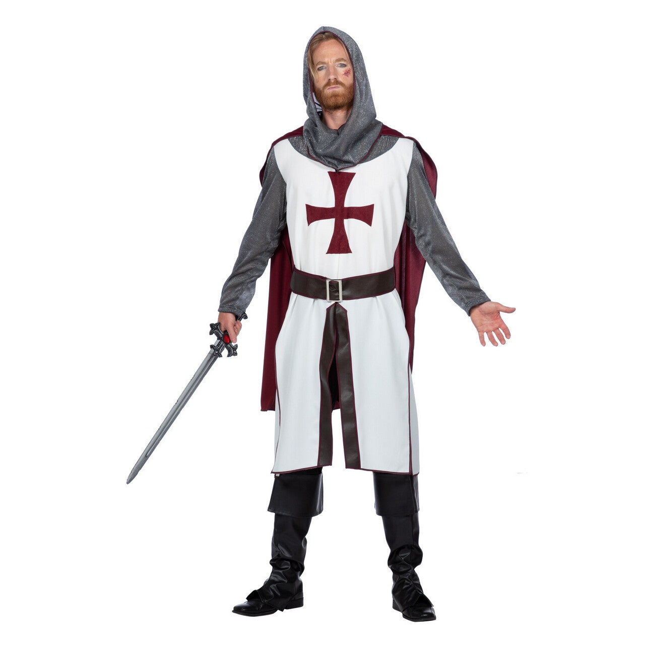 Op deze afbeelding zie je een Kostuums, van het merk Wilbers. Dappere Tempelier Ridder Martijn Man Kostuum